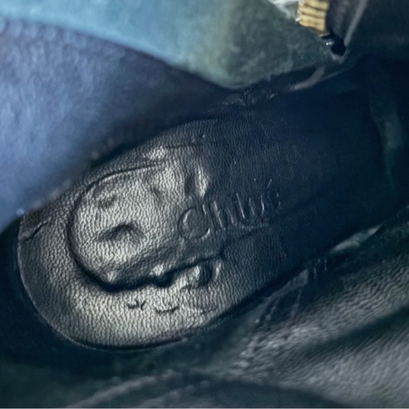 Chloe Black Calfskin Leather Grunge Moto Heel Boots 38 EU 8 US 2010s - Picture 8 of 10